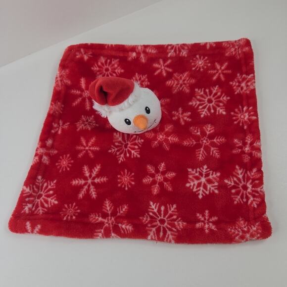 HB Snowman Lovey 13-1/2 Inch Security Blanket Christmas Snowflake Print Fleece - Picture 13 of 13